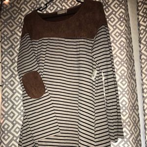 Stripped Dress with elbow patches